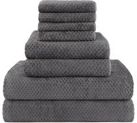 Lot De 8 Serviettes De Bain En Microfibre-2 Serviettes De Bain,2 Essuie-Mains Et 4 Débarbouillettes,Super Douces,Très Absorbantes Pour Salle De Bain,Salle De Sport,Hôtel Et Spa (Gris)