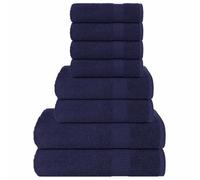 Lot de 8 serviettes Frog bleu marine 360 g/m² en 100 % coton avec serviette invité, serviette, serviette de douche, éponge absorbante, douce, séchage rapide pour salle de bain, sauna, bien-être, sport