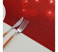 Lot de 8 sets de table à paillettes disco 30 x 45 cm - Lavables et résistants à la chaleur - Antidérapants - Décoration de table pour cuisine, banquet et fête - Rouge