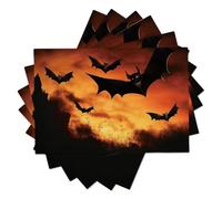 Lot de 8 Sets De Table Château Chauves-Souris Crépuscule | Dessous Table Antidérapants en Coton Et Lin Halloween Sombre Dessous Assiette Lavable pour Cuisine Et Salle à Manger Décor 45x30cm