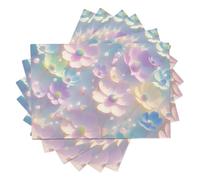 Lot De 8 Sets De Table Imprimés Fleurs Nacrées 3D, 45X30Cm, Napperon Rectangulaire Lavable en Tissu Affiche Végétale Onirique Rose Clair pour Cuisine Salle À Manger Intérieur Extérieur Fête