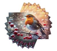 Lot de 8 Sets de Table lavables Paysage en Coton et Lin - en Tissu résistant à la Chaleur pour Maison, Les dîners, Cuisine et l'hôtel - Oiseau de la Branche de Baies 30×45cm