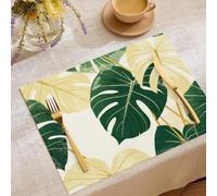 Lot de 8 Sets de Table, Plantes Simples Feuilles de Monstera | Sets de Table de Vacances, Lavables Sets de Tables Cuisine décoration de fête, 30x45cm