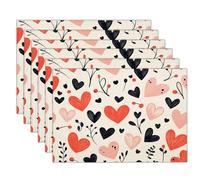 Lot de 8 Sets de Table Texture De Vieux Bois Lavable Set de Table Rectangulaire Feuilles d'automne dans La Forêt Napperon Lin Décoration de Cuisine pour Les Fêtes et Banquet, 30x45cm, Brun Foncé