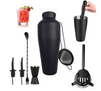 Lot de 8 shakers à cocktail en acier inoxydable - Kit complet de barman avec passoire, verre doseur, cuillère, accessoires pour la maison et