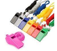 Lot de 8 sifflets de sécurité bruyants de 120 dB avec cordon, en plastique de couleur vive pour urgence, sport, entraîneurs, sauveteurs, survie, randonnée en plein air, camping (multicolore)