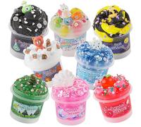 Lot de 8 slimes 100 ml différentes textures Snow Fizz, beurre, nuage, crunchy slime cadeaux de fête pour filles et garçons Pâques