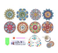 Lot de 8 sous-verres de peinture diamant - 10 x 10 x 0,2 cm - Kit de peinture diamant avec support pour adultes et débutants - Pour la maison - Activité artistique amusante