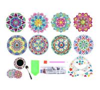 Lot de 8 sous-verres de peinture diamant - 10 x 10 x 0,2 cm - Kit de peinture diamant avec support pour adultes et débutants - Pour la maison - Activité artistique amusante