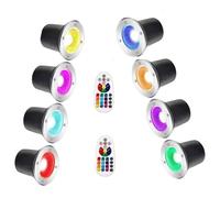 Lot de 8 Spots LED d'extérieur 6 W encastrables, étanches IP67, éclairage paysager LED au Sol, éclairage Souterrain à Changement de Couleur avec télécommandes RF (6 W (110-220 V) RVB + télécommande)
