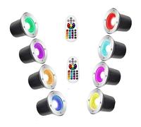 Lot de 8 Spots LED d'extérieur enterrés 6 W, éclairage de Paysage à LED avec télécommande RF, éclairage Souterrain à Changement de Couleur, pour Jardin, pelouse, terrasse (6 W (12 V) RVB)