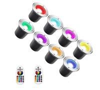 Lot de 8 Spots LED d'extérieur enterrés 6 W, éclairage paysager à LED avec télécommande RF, 12 V, 24 V, 110-220 V (6 W (24 V) RVB)