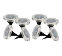 Lot De 8 Spots Solaires Ronds 8x Decky Argent Acier Inoxydable D12cm