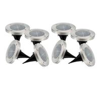 Lot de 8 spots solaires ronds inox encastrable ou à piquer - LUMISKY - DECKY - LED blanc froid - Ø12 cm Blanc YYV
