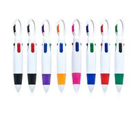 Lot de 8 Stylos à Bille Multicolores 4 en 1 - Multifonction Avec Porte-clé et Outils