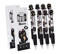 Lot de 8 stylos à encre gel rétractables avec clip en métal et poignée ergonomique en mousse pour étudiants et travailleurs Noir 0,5 mm