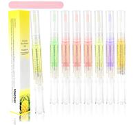 Lot de 8 stylos à huile revitalisante avec brosse douce pour le soin des ongles, adoucissant pour éviter les ongles secs et craquelés, parfums mélangés