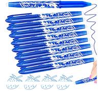 Lot de 8 stylos effaçables bleus - Stylos effaçables avec gomme, stylos à friction avec gommes à l'extrémité, stylos à encre gel effaçables qui frottent pour enfants, adultes, fournitures scolaires