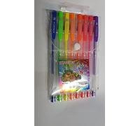 Lot de 8 Stylos Encre Gel Fluo dans une Pochette en Plastique