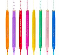 Lot de 8 stylos roller à double extrémité avec pointe décorative et écriture lisse pour l'école, le bureau, les projets créatifs