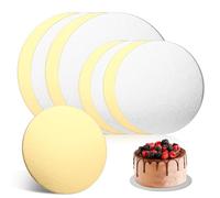 Lot de 8 supports à gâteau, ronds, réutilisables, diamètre : 20 cm/Ø 15 cm, doré et argenté, épaisseur : 2 mm, imperméables et résistants à l'huile, en carton, pour le transport de gâteaux et de