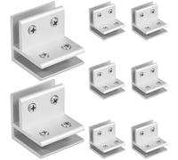 Lot de 8 supports à verre à 90 ° pour verre de 4 à 8 mm d'épaisseur, forte capacité de charge, réglable, pince en verre à 90 °, pour clôtures en verre, vitrines en verre, plaques de verre