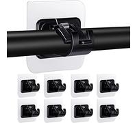 Lot de 8 supports de tringle à rideau tige sans forage support de barre auto-adhésif transparent,Noir