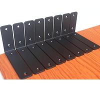 Lot de 8 supports d'étagère en fer noirs de 5 mm d'épaisseur - 15,2 x 10,2 x 3,8 cm (L x H x l) - Supports d'étagère en métal - Support d'étagère décoratif industriel - Supports d'étagère avec vis