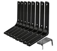 Lot de 8 supports d'étagère triangulaires à suspendre au mur, gain de place (noir mat, 150 mm x 125 mm)