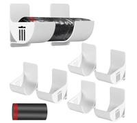 Lot de 8 supports en aluminium pour portes d'armoire - Support mural - Perforation non - Support de sac poubelle autocollant - Organiseur de cuisine - Distributeur de sacs poubelle avec un rouleau de