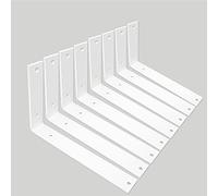 Lot de 8 supports muraux en L de 25,4 cm pour étagères robustes en métal blanc rustique industriel pour étagères d'ouverture de bricolage, matériel de projet inclus