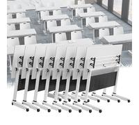 Lot de 8 tables de conférence pliables avec roulettes, table de réunion portable pour bureau, salle de formation, salle de classe, séminaire, 160 x 50 x 75 cm, idéale pour un usage domestique et