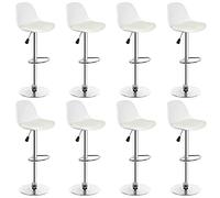 Lot de 8 tabourets de bar réglables pivotants à 360° en cuir synthétique - Design moderne - Hauteur réglable pour la maison, la salle à manger et le bar