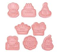 Lot de 8 tampons à biscuits robustes et portables pour biscuits d'anniversaire personnalisés