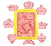 Lot de 8 tampons à en forme de couronne - Moule à cookie amusant - Moule à cookie 3D - Moule à gâteau pour fondant fromage Bai