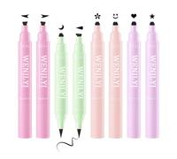 Lot de 8 tampons pour eyeliner liquide noir double face ailé - Imperméables et durables - Pour tatouage, maquillage - Avec cœur, fleur, étoile, papillon, cône