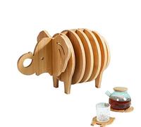 Lot de 8 Tapis de Dessous de Plat de Cuisine, napperon éléphant 3D épissable, résistance à la Chaleur, Dessous de Plat créatif en Bambou, pour Plats Chauds, Bol, théière, marmite
