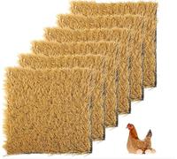 Lot de 8 tapis de gazon artificiel lavables, tapis d'intérieur et d'extérieur pour poulailler, litière en gazon synthétique réutilisable avec sac d'alimentation, 30,5 x 30,5 cm