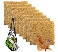 Lot de 8 tapis de nidification en gazon artificiel pour poulailler, tapis de gazon vert réutilisable avec sac d'alimentation, 30,5 x 30,5 cm pour une utilisation en intérieur/extérieur