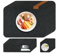 Lot de 8 Tapis de Table et Sous Assiette de Table en Feutre Lavables Résistants à la Chaleur avec Dessous de Verre et Sacs à Couverts Antidérapants pour Cuisine, Fête, Salle à Manger - 41 x 30 cm