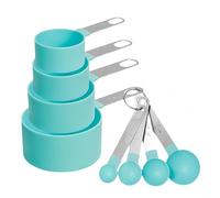 Lot de 8 tasses et cuillères à mesurer comprenant 4 tasses à mesurer emboîtables en acier inoxydable et 4 mini cuillères à mesurer, poignée empilable, cuillère à soupe précise pour mesurer les