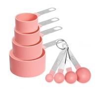 Lot de 8 tasses et cuillères à mesurer comprenant 4 tasses à mesurer emboîtables en acier inoxydable et 4 mini cuillères à mesurer, poignée empilable, cuillère à soupe précise pour mesurer les
