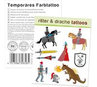 Lot de 8 tatouages « Chevalier et Dragon » - Cadeau ou cadeau - Pour anniversaire d'enfant