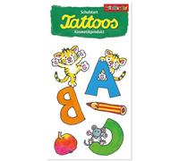 Lot de 8 tatouages « rentrée scolaire » pour garçons et filles | 44766 | Tatouages temporaires pour enfants | Tatouages pour anniversaire d'enfant petit cadeau de rentrée des classes ABC