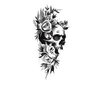 Lot de 8 tatouages temporaires 3D motif fleur, motif rosier, crâne, lion, ours, serpent, faux tatouages pour femmes(QXQB125)