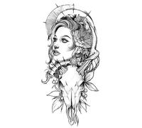 Lot de 8 tatouages temporaires 3D motif fleur, motif rosier, crâne, lion, ours, serpent, faux tatouages pour femmes(QXQB129)