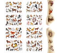 Lot de 8 tatouages temporaires en forme de cheval, autocollants de tatouage temporaires pour enfants, autocollants de tatouage étanches, adaptés pour les sacs cadeaux pour les anniversaires d'enfants