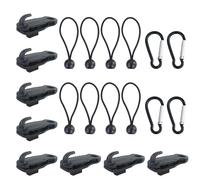 Lot de 8 tendeurs de bâche avec crochets et 8 tendeurs en caoutchouc avec boule, clips de bâche en forme de requin, kit résistant pour bâche, bâche de tente, camping, accessoires de camping-car (avec