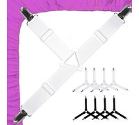 Lot de 8 tendeurs de drap de lit réglables - Sangles de serrage triangulaires pour drap de lit - Tendeur élastique avec clip - Support pour canapé, planche à repasser, matelas