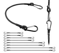 Lot de 8 Tendeurs Elastique avec Mousqueton, Sandow Ronds 6 mm, Longueurs 25, 40, 60 et 80 cm, Corde de Bagage Elastique avec Crochets pour Camping, Bâches, Tente, Bagages, Voitur et Motos